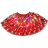 EARENT Light Up Christmas Tutu Skirt Xmas Santa Ballet Tulle Skirts Rave Festival Costume Tutus Skirts for Women Red