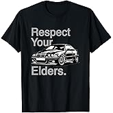 Russ Designs Respect Your Elders Vintage Euro E46 3 Series Unisex-Adults T-Shirt, Black, Small