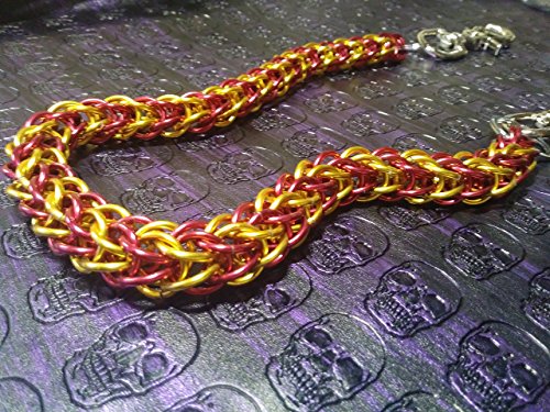 Custom Biker Wallet Chain, 30" SYLB Red & Gold Biker Chain - 30" in. Double Stainless Steel Snaps - Thumbnail 6