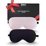 Silk Sleep Mask, 2 Pack 100% Real Natural Pure Silk Eye Mask with Adjustable Strap, Eye Mask for Sleeping, BeeVines Eye Sleep
