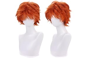 COSPLAZA Darker Orange Short Cosplay Wig Natural Fluffy Heat Resistant Synthetic Hair Unisex Halloween Wig