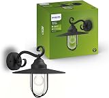 Philips Pasture Outdoor Wall Light IP44 Aluminium Black E27 Bulb Sold Separately