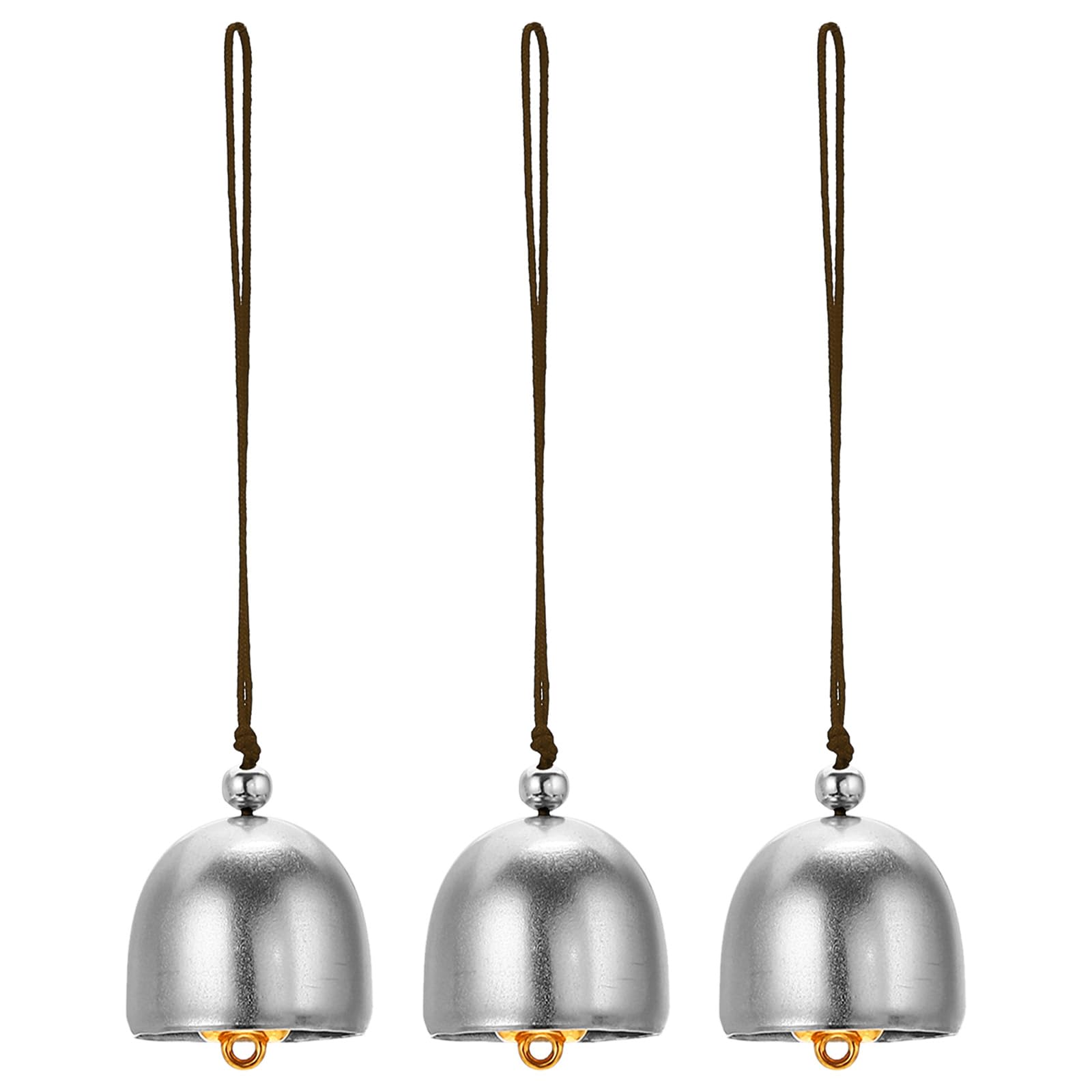 PATIKIL 3 Pcs Wind Chime, Hanging Bells Temple Bells Retro Outdoor Hanging Metal Chinese Wind Chime Round for Outside Garden Camping, Silver Brown