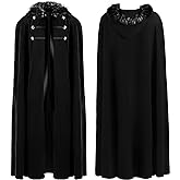 Limqer Unisex Medieval Viking faux fur collar cloak with hood Kings cloak Victorian cape Renaissance Steampunk costume