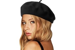 Wheebo Wool Beret Hat,Solid Color French Style Winter Warm Cap for Women Girls Lady