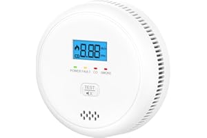 SHYEEH 2 in 1 Smoke and Carbon Monoxide Detectors, Battery-Operated (Battery not Included) Smoke Detector and CO Detector with 10-Year Sensor, Sound Warning and LCD Display for Home and Travel.
