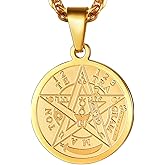 PROSTEEL Pentagram Pentacle Necklace for Men Women, Stainless Steel Tetragrammaton Amulet Satanic Jewelry, Wiccan 5 Point Star Satanism Pendant Necklace