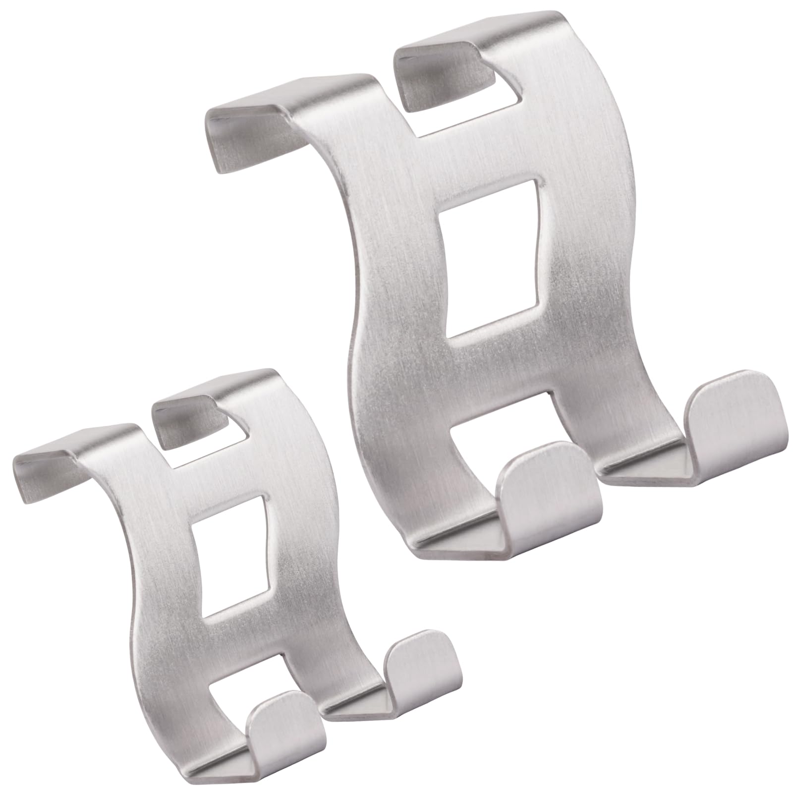 RICOO Premium Door Hooks, MH001-2, Over Door Hanger, Stainless Steel Over The Door Hook, Set of 2, Perfect for Bedroom, Bathroom, Kitchen, and More, Robust 1mm Thickness, 5x6x4.5 cm