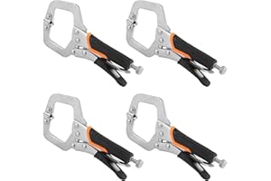 4 Pack 6 Inch C Clamp Locking Pliers,Locking C Clamp With Non-Slip Rubber Grip, Adjustable Nickel Plated C Pliers for Wood Working, Welding, Electrician Maintenance and More, by GENHAKON