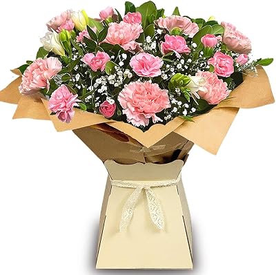 All Occasions Luscious Pinks Bouquet Carnations Freesias Hand Tied Fresh Flowers