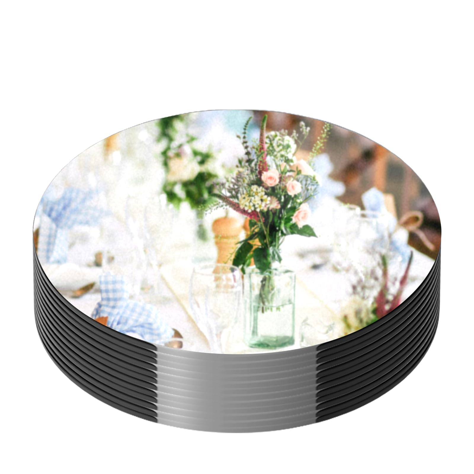 Photo 1 of 12PCS Round Mirror Centerpieces for Tables Decorations, 10" Acrylic Mirror Trays Plates for Centerpieces, Circle Mirror for Candle Plates Mirrors for Table Centerpieces Wedding Decorations