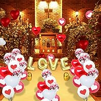 AMAWILL 35 Pieces Wedding Balloons Heart Shape Balloons Kit Confetti Balloon Decorations, LOVE Latter Balloon , 30 Latex Balloons, 4 heart Balloon for Wedding Anniversary Engagement Bridal Shower Birthday Party