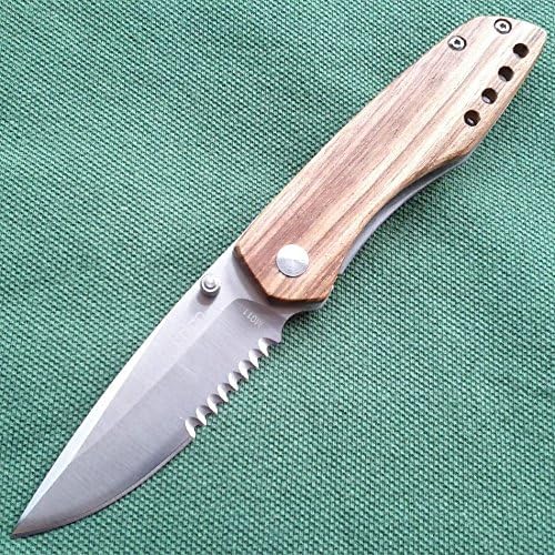 Pocket Knives Enlan 8cr13mov Half-serrated Blade Liner Lock Wood Handel Folding Knife M011b Tactical Knife