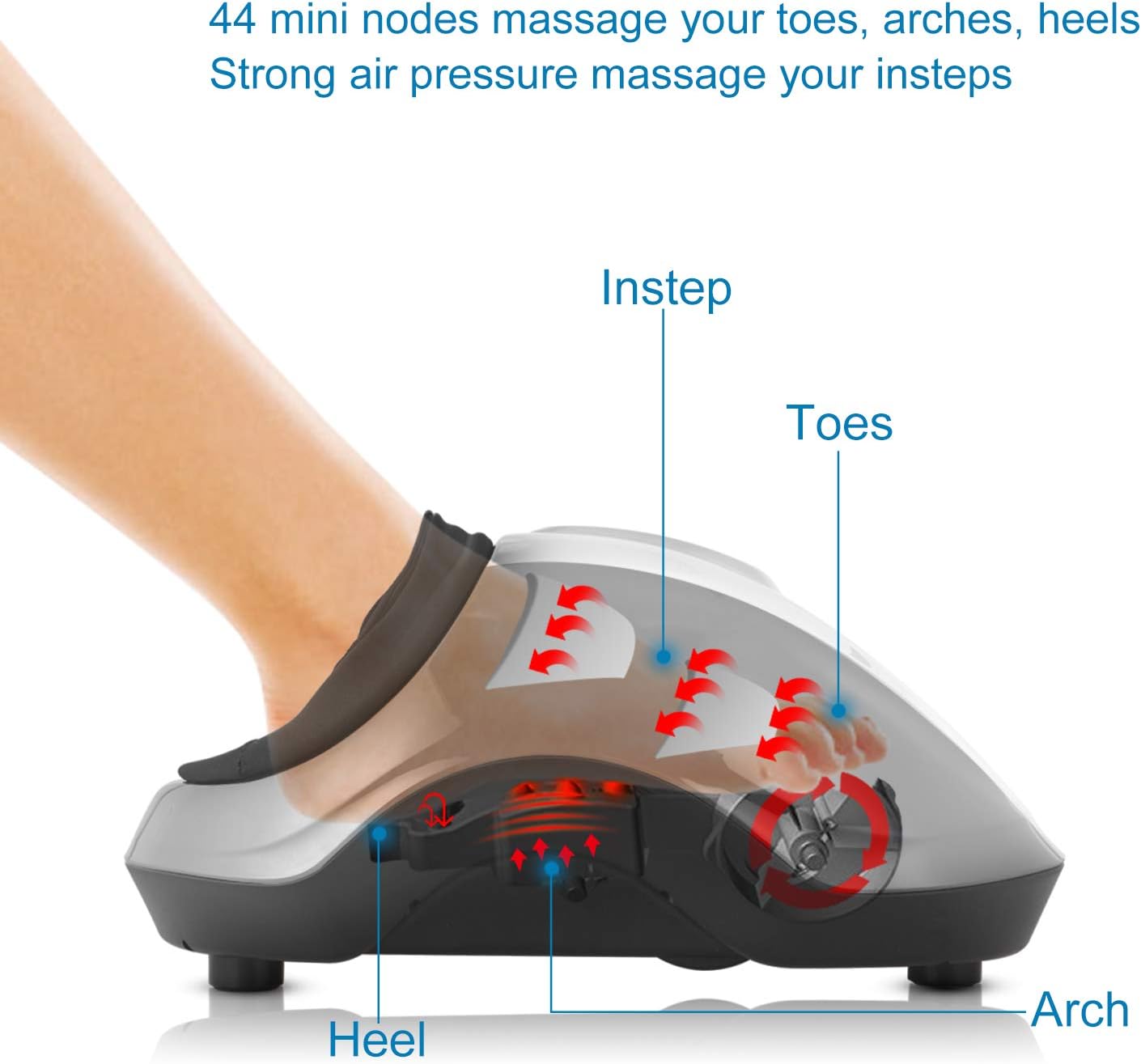QUINEAR Shiatsu Foot Massager with Heat Compression and Deep Kneading Helpful for Circulation and Pain Relief - 6 Massage Intensities 2 Kneading Speeds 2 Heating Levels: Health & Personal Care