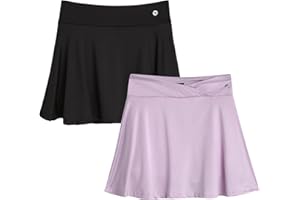 RBX Girls Skorts - 2 Pack Pleated Athletic Performance Scooter Skort - Tennis Golf Skirt with Bike Short Lining (7-16)