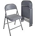 COSCO SmartFold Vinyl Folding Chair, 4-Pack, Grey