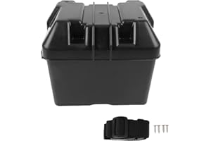 AOWINHIT Marine Battery Box Heavy Duty 12V Battery Case with Straps and Hardware for RV Automotive Boat Travel Trailer ABS Bl