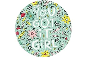 Boutilon Round Mouse Pad Non-Slip Rubber Base Mousepad with Stitched Edge Washable Small Mouse Mat 7.9 x 7.9 Inch for Computer, Laptop, Home, Office(You Got it Girl)