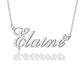 AOLO Elaine Heart Name Necklace Silver Stainless