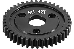 QLOI-LEUE M1 Spur Gear 1.0 Metric Pitch 42-Tooth, 30T 32T 34T 36T 38T 40T 42T 44T 46T 48T 50T 52T Spur Gear Mod 1 for TRAXXAS Slayer Pro 4X4 Revo 3.3 ARRMA HPI HOBAO LOSI, Hardened Steel Upgrade Part Gear (42T)
