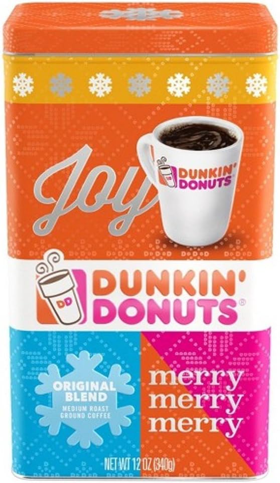 Dunkin Donuts Joy Coffee Tin Original Blend Coffee 12 oz