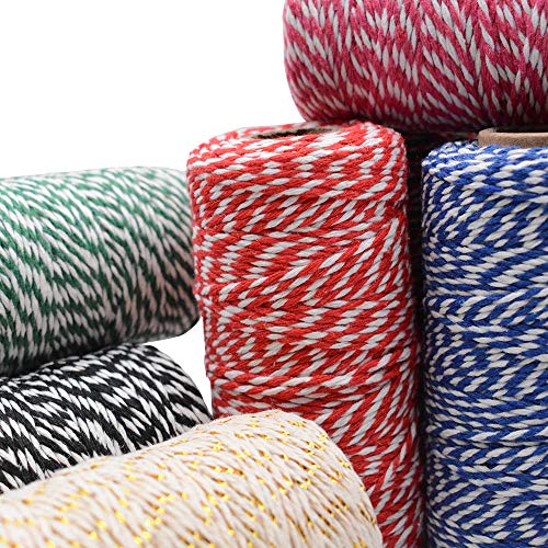 CUGBO 10 Rolls 1000 Yard Bakers Twine, 2mm Cotton Colorful Packing Hanging String for Kitchen Cooking, Tying Cake and Pastry Boxes, DIY Arts Crafts and Christmas Gifts Wrapping