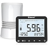 Geevon Digital Rain Gauge Outdoor, Self-Emptying Rain Collector with Alerts, Low Battery Warning Icon, Rainfall History and Current Date and Time, Suitable for Gardens, Farmland and Other Scenes