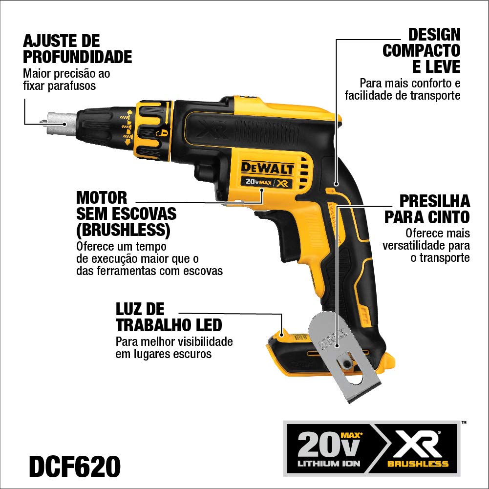 DEWALT 20V MAX* XR Drywall Screw Gun, Tool Only (DCF620B)