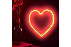 KREYFER Neon Heart Light Sign Decor for Valentine's Day, USB/Batteries Powered LED Heart Sign for Bedroom, Romantic Wall Art Love Decoration for Girls Room, Dorm, Wedding, Anniversary, Party Favor (Red)