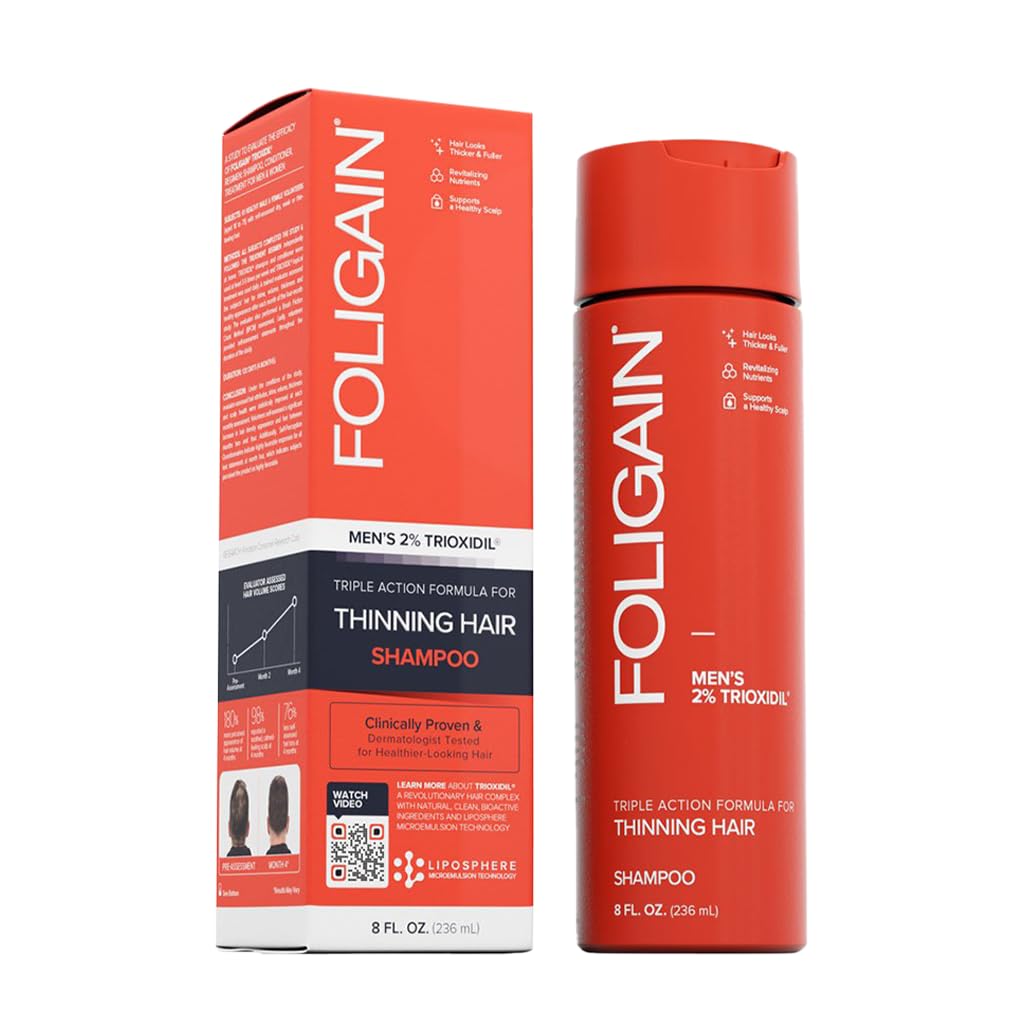 Foligain® Men's Anti-Hair Loss Shampoo 2% Trioxidil Protects Fine and Thinning Hair Natural Ingredients