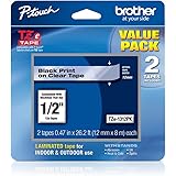 Brother Genuine P-touch TZE-1312PK Tape, 1/2" (0.47") Standard Laminated P-touch Tape, Black on Clear, Perfect for Indoor or 