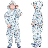 Toddler Kids Rain Suit with Hood - Waterproof Coverall One Piece for Kids (1-9 Years)