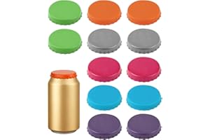 CREZTAIL Soda Can Lids – 12 Pack Reusable Silicone Can Covers, Pop Can Lids Fits Standard Cans, Can Toppers for Soda, Beer, Beverage (Assorted, BPA-Free)