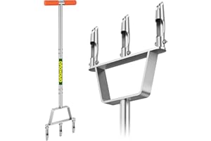 ONOXOUO Manual Core Aerator Lawn Tool - Core Lawn Aerator Tool with 3 Replaceable Hollow Tine for Grass Aerator, Core Aeration Tool for Lawn, Pre-Assembled Aerator Coring Lawn Tool for Compacted Soil - Green