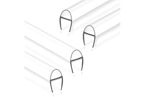 Dzhuywer Frameless Shower Door Seal Strip 4 Pack x 39 Inch U for 3/8" Thick Glass Shower Door Side Seal Strip Bottom Seal Door Sweep Ultra Clear Polycarbonate, Stop Shower Leaks Create A Water Barrier