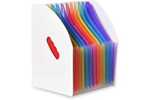 SAYEEC 13 Pockets Accordion File Organizer Expanding File Holder Standing A4 Vertical File Organizer Magazine Basket Desktop 