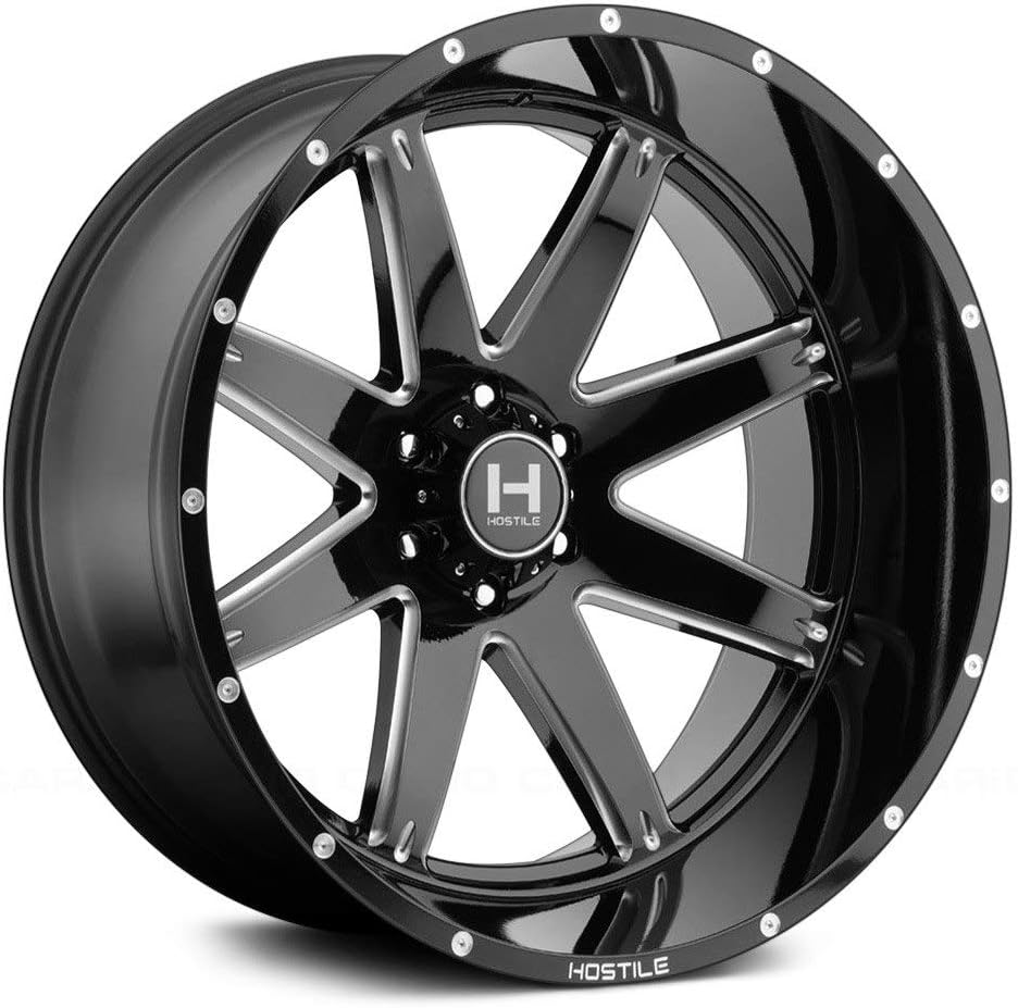 Hostile Alpha gloss black Wheel with Milled Finish (22 x 10. inches /6 x 135 mm, -25 mm Offset)