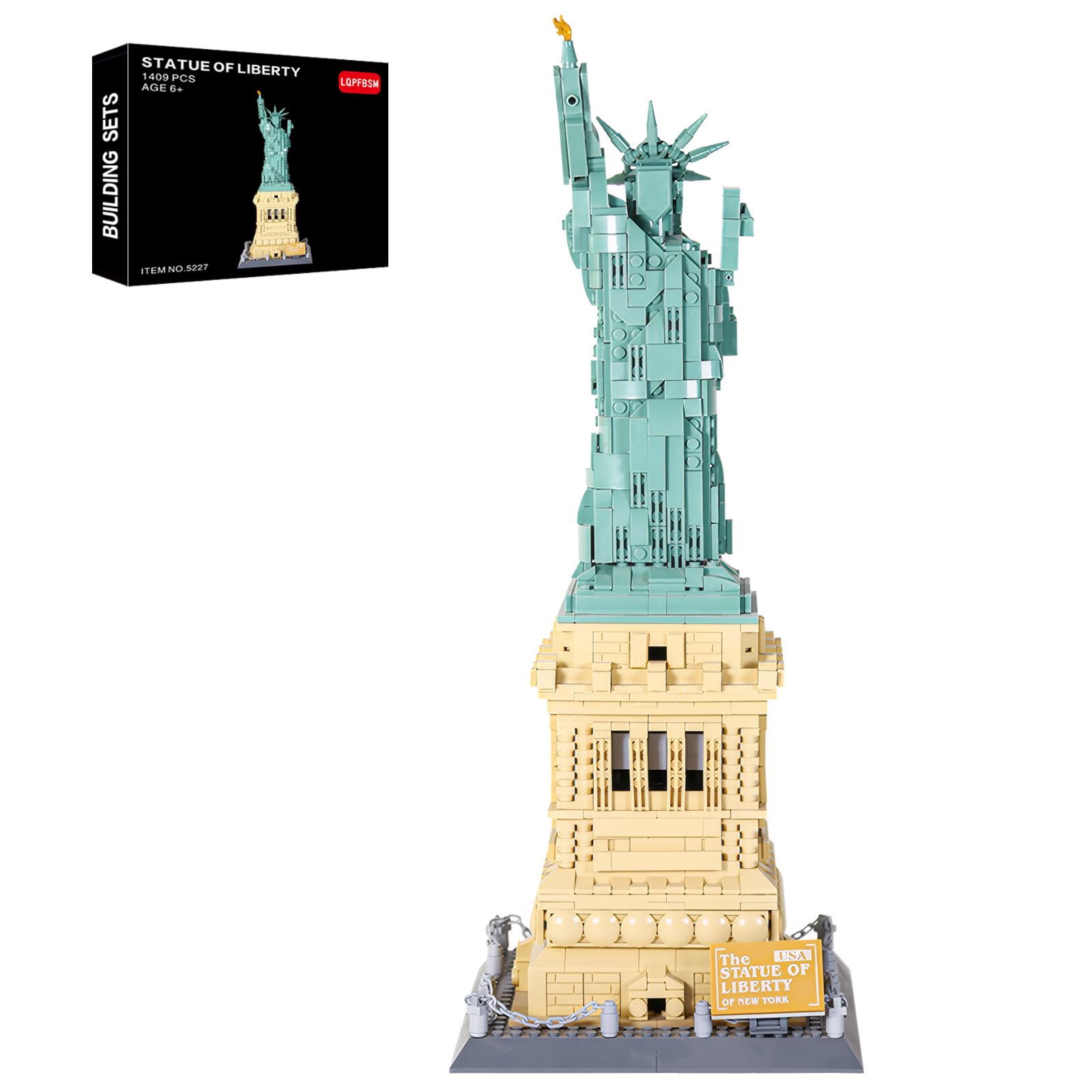 Photo 1 of LQPFBSM Statue of Liberty Building Blocks Sets Collectible New York City Architecture Souvenir Model World Famous Landmark Building Kits Toys Gift for Adults Kids and Teens 1409PCS