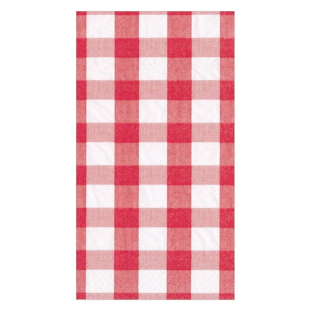 Caspari Gingham Paper Guest Towel Napkins in Red, 15 Per Package