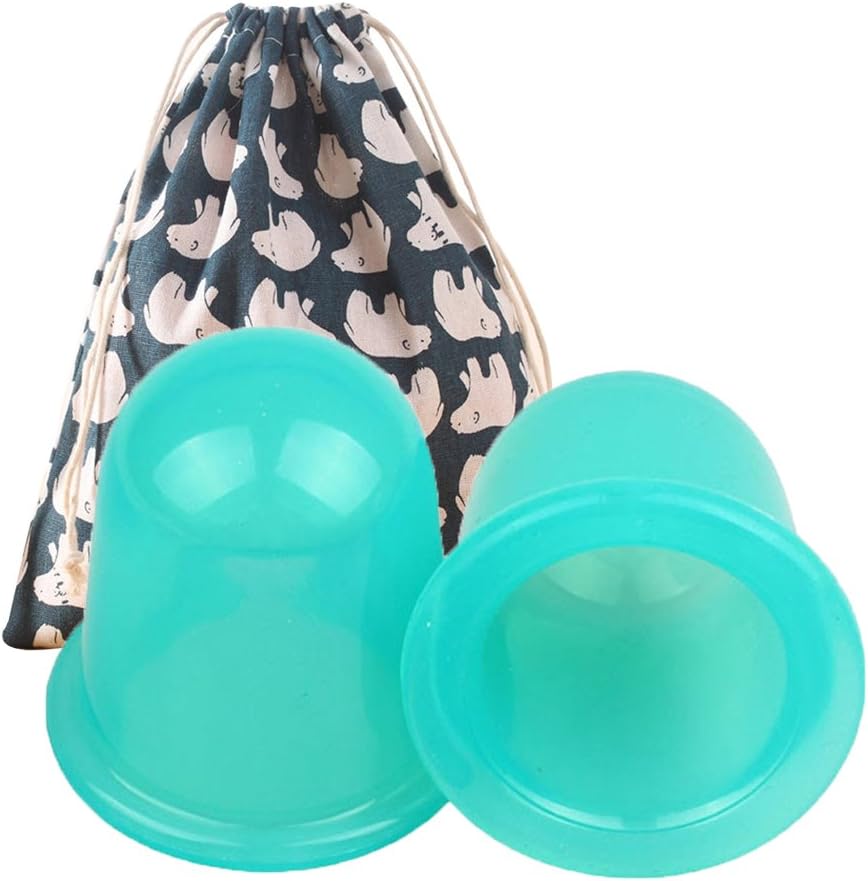 Overdose Cupping Therapy Cellulite Medical Vacuum Silicone Massage Suction Cups Therapy (6 x 5.3cm, 2PCS_Green)