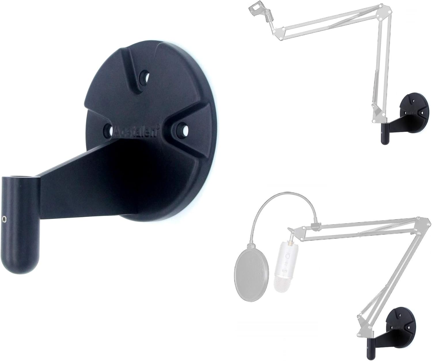 Wall Mount for Suspension Boom Arm, Round Plate and Attaching Holder Piece Compatible with Microphone Stand,Mobile phone Stand,Webcam Stand