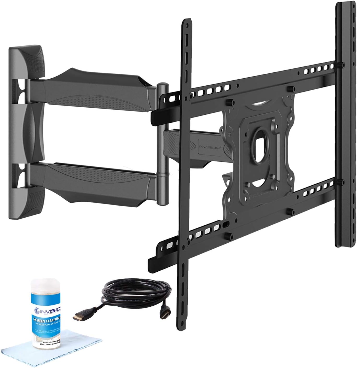 Invision® Tilt & Swivel TV Wall Mount Bracket 26" - 55" (Includes High-Speed HDMI Cable & Dust Repellent Screen Cleaning Gel) - Compatible with LED, LCD & Plasma, Max VESA 400mm x 600mm [Please Check TV VESA Mounting Holes Before Purchase]