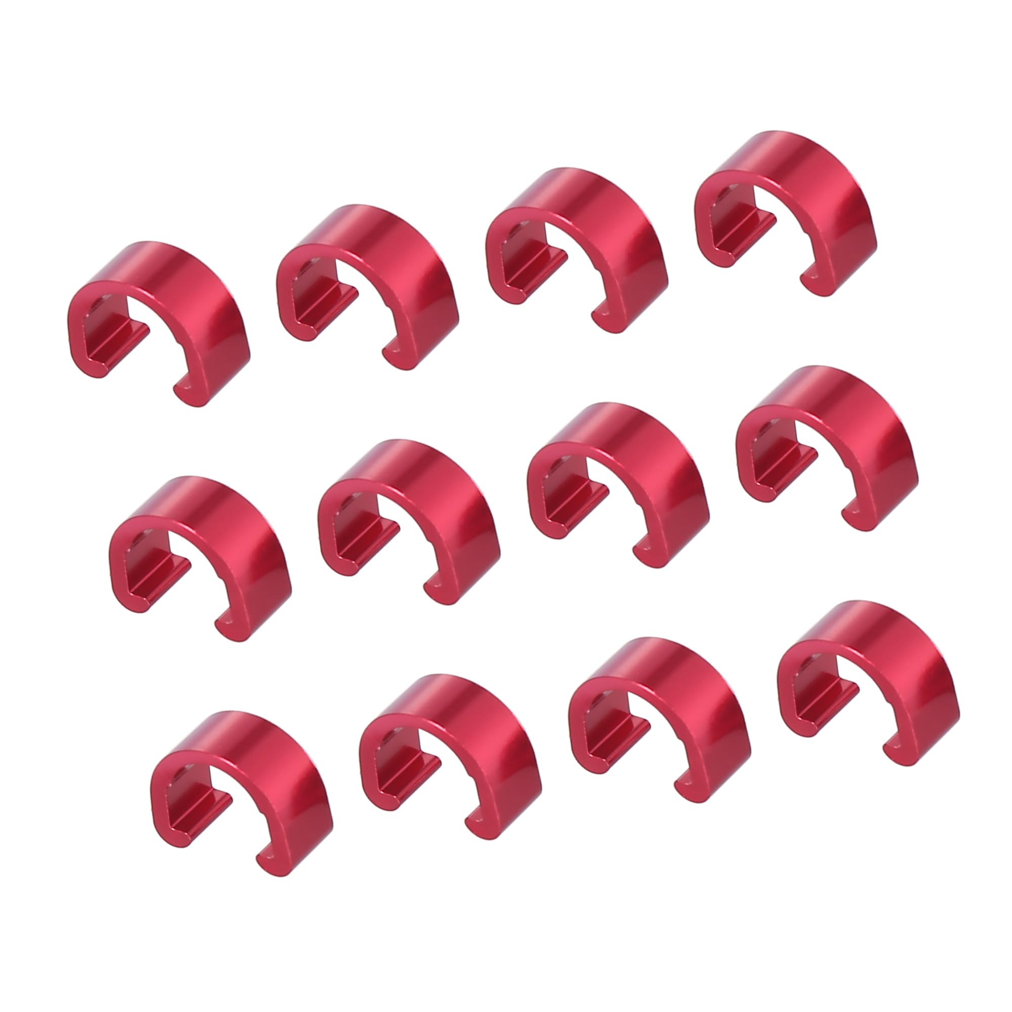 A ABSOPRO Bike Brake Cable Clip Clamp Aluminium Alloy Red (Set of 12)