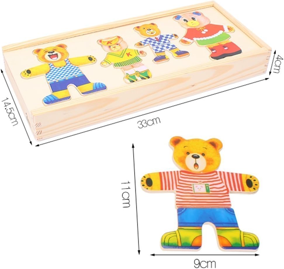 wooden teddy bear dress up puzzle