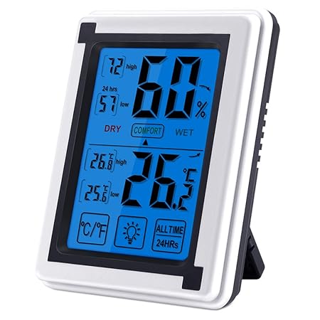 Digitales Thermo-Hygrometer, Nasharia Indoor Hygrometer Thermometer Mini Luftfeuchtigkeit Messen, Thermometer Innen mit LCD B