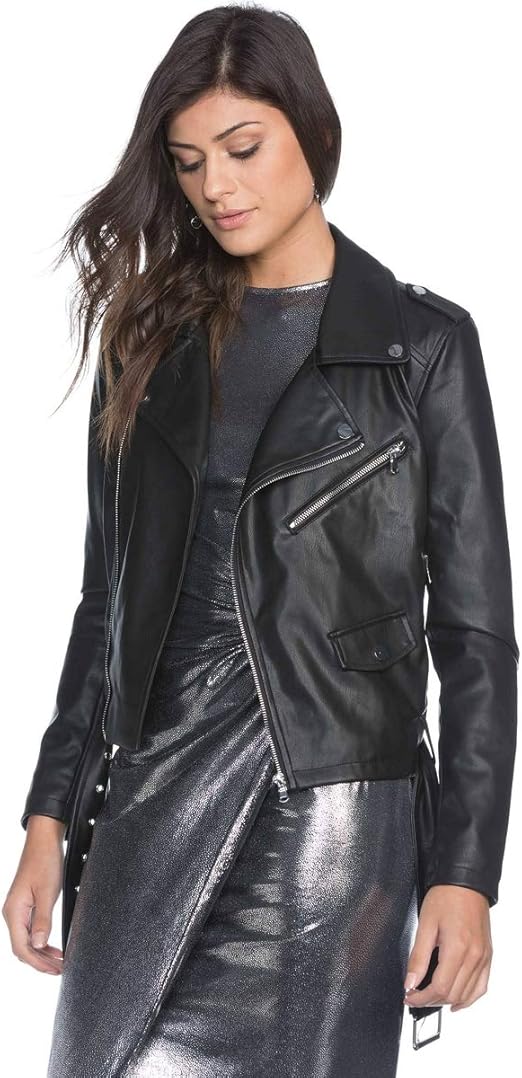 jaqueta couro moto feminina