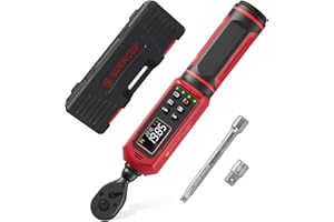 SUERCUP 1/4-inch Digital Torque Wrench(0.33-22.1Ft.Lb/0.45-30N.m) ±1% Accuracy Digital Torque Wrench with Vibration, Buzzer,LED Notification and Five Units of Measure, for Bike, DIY and Home Repair