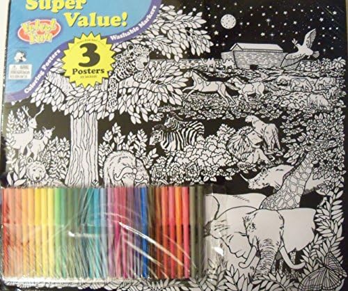 Velvet Fun Coloring Art 3 Pack with Markers ~ Noah's Ark (Noah's Ark, Angel with Dove, Amazing Grace)