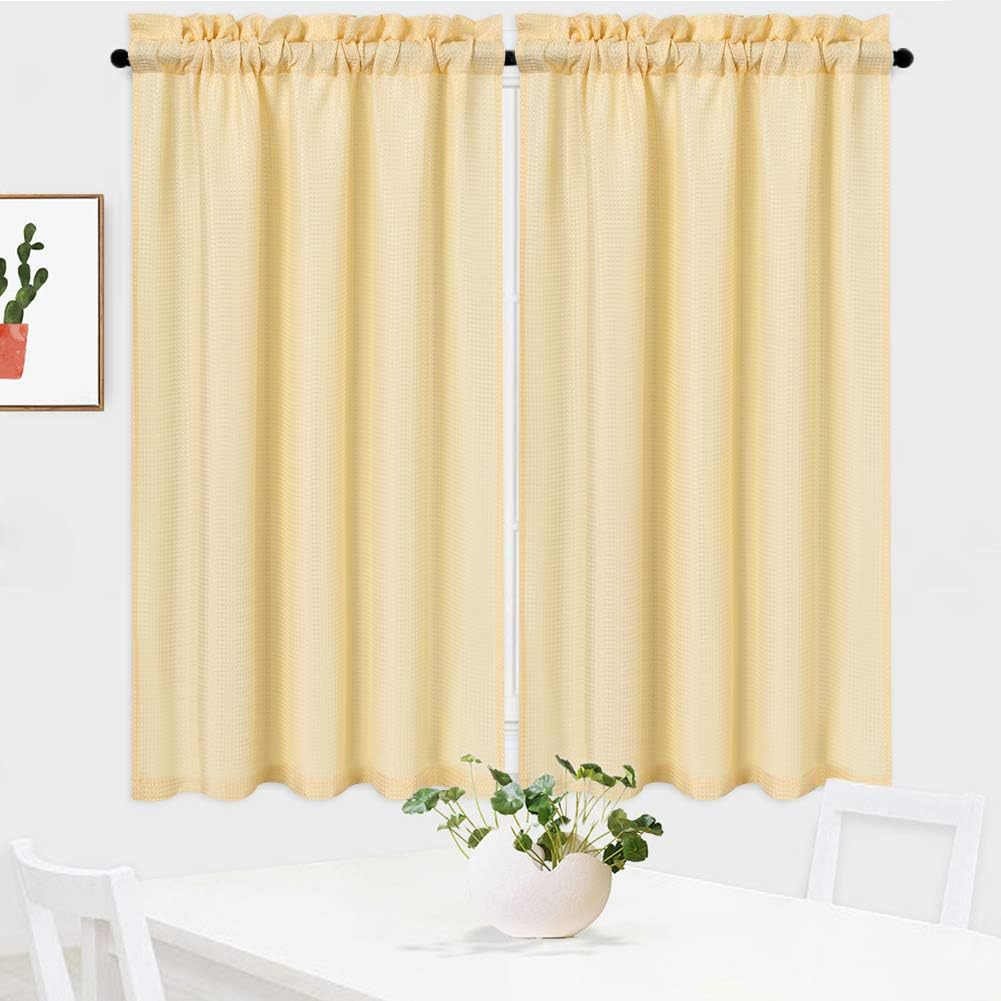 NANAN Kitchen Curtains 45 inch Long Casual Weave Small