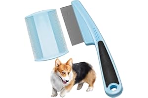 Flea Comb,2Pcs Flea Comb for Cat Dog Fine Teeth Lice Combs Metal Head Comb Tear Stain Remover Combs Pet Grooming Comb for Dog